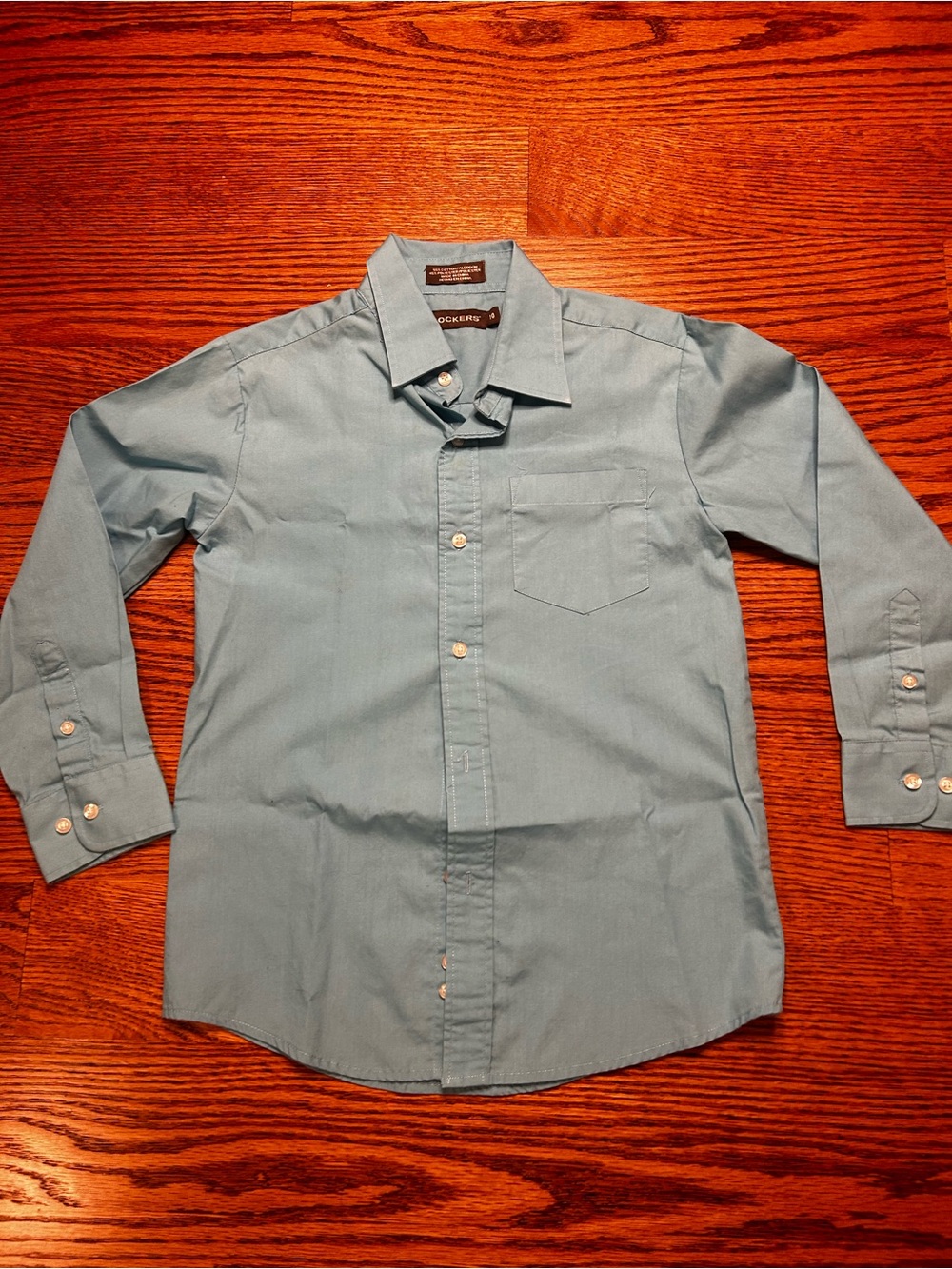 Dockers Boy Light Blue Long-Sleeve Dress Shirt with Pocket size 10